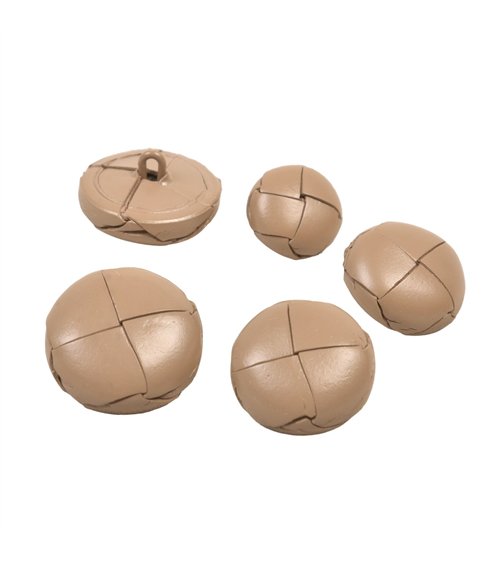 Lot de 3 boutons cuir véritable beige