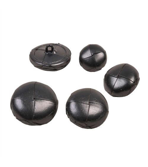 Lot de 3 boutons cuir véritable noir