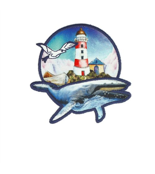 Ecusson thermocollant baleine phare 6,4cm x 6,5cm