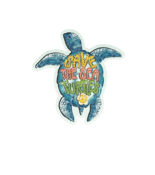 Ecusson thermocollant good vibes save the sea turtles 6cm x 5,8cm