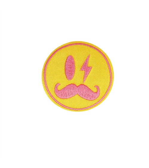 Ecusson thermocollant sourires moustache 4,7cm x 4,7cm