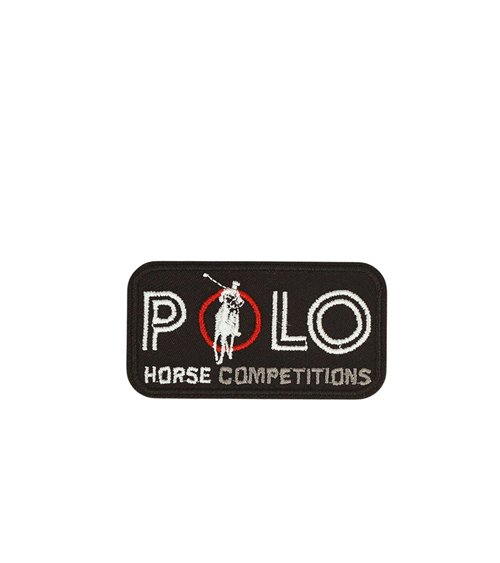 Ecusson thermocollant polo horse compétitions noir 5,4cm x 2,9cm