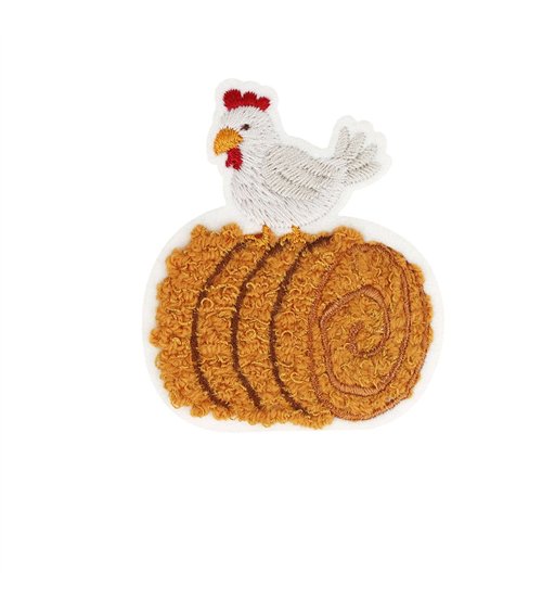 Lot de 3 écussons thermocollants ferme duveteux poule 6,3cm x 5,4cm