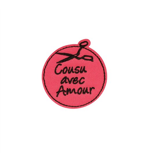 Lot de 3 écussons thermocollants à messages cousu avec amour 4,6cm x 4,3cm