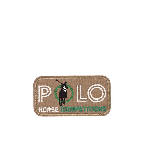 Lot de 3 écussons thermocollants polo horse compétitions beige 5,4cm x 2,9cm