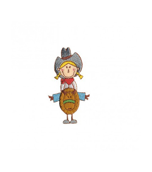 Farwest child Cowgirl iron-on badge 6x3.5cm