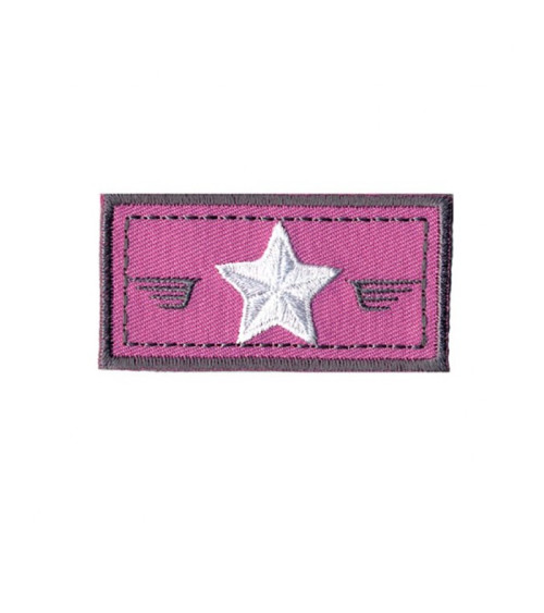 Performance pink rectangular iron-on badge 6x3cm