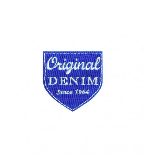 Original denim blue jeans iron-on crest badge 5x4.5cm