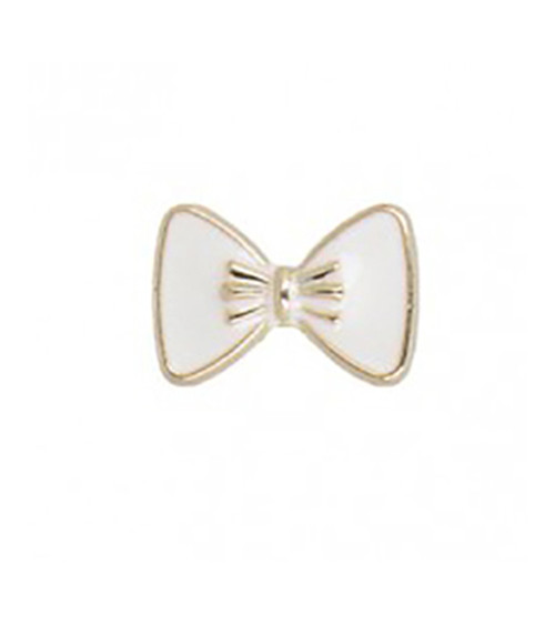 White lacquered knot jewel button 1.5cm