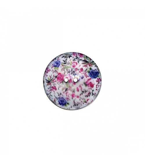 Bouton coco décoré petites fleurs  23cm