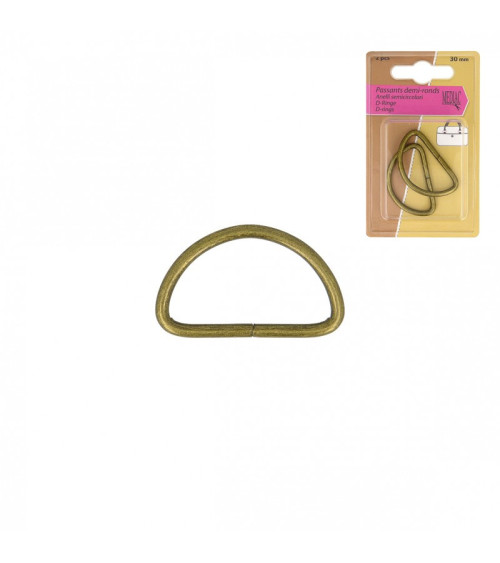 Set of 2 half-round antique gold loops 30mm