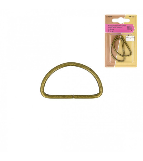 Set of 2 half-round antique gold loops 40mm