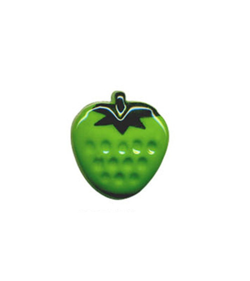 Strawberry shaped button in green color