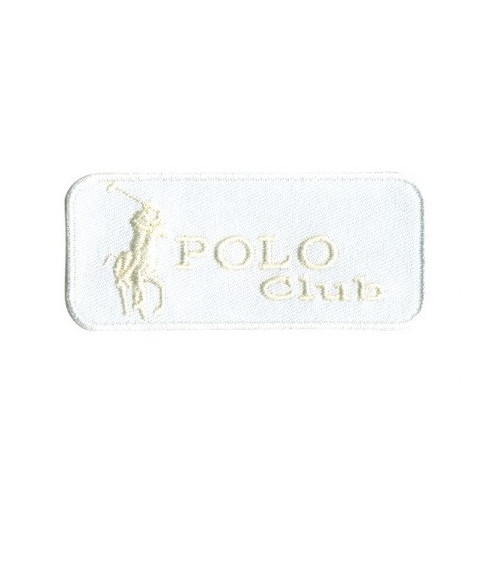 Polo Club white iron-on badge 7x3 cm