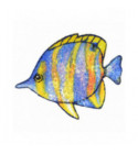 Ecusson thermocollant à sequins poisson bleu et jaune 4,5 cm x 6 cm