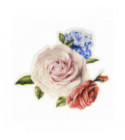 Ecusson thermocollant bouquet de roses avec petites fleurs 5,5 cm x 6 cm