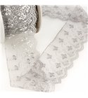 Bobine broderie tulle papillons 14,6m gris clair 65mm
