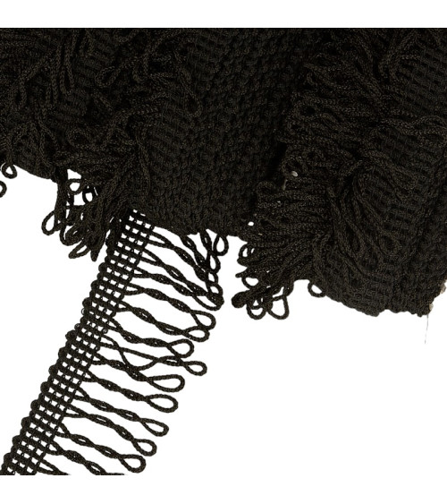 25m Board Non-washable decorative fringe Black 32mm