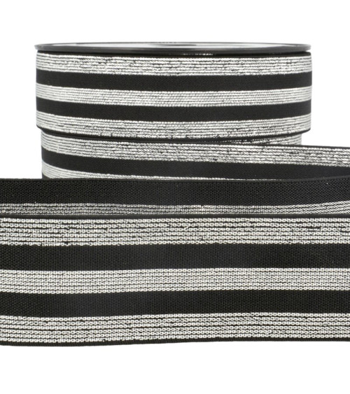 Film 20m Elastic metallic bands Black/silver 40mm