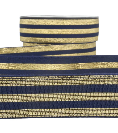 Film 20m Elastic metallic bands Navy/gold 40mm