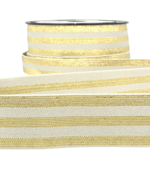 Film 20m Elastic bands metallic Grey/gold 40mm