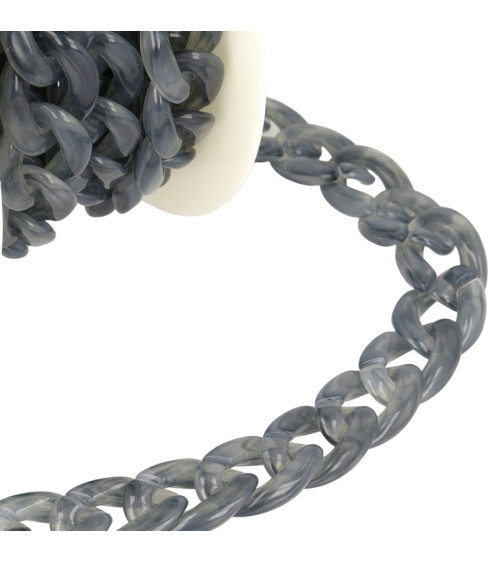 5m Spool of Glossy Plastic Chain Light Grey 20mm