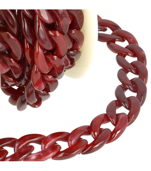 Spool 5m Glossy plastic chain Burgundy 20mm