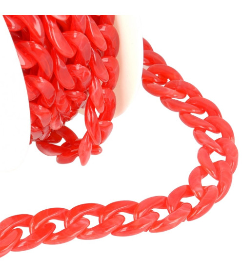 5m Spool of Shiny Plastic Chain Red 20mm