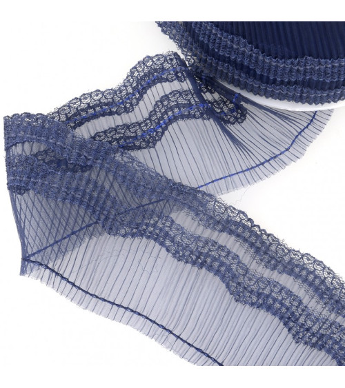 10m Reel Pleated Navy Blue 70mm