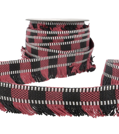 15m spool of striped fringe braid/stripes Red/black 35mm