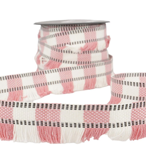 15m reel of light pink striped fringe braid 35mm