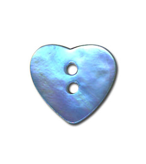 Heart-shaped mother-of-pearl button in blue color