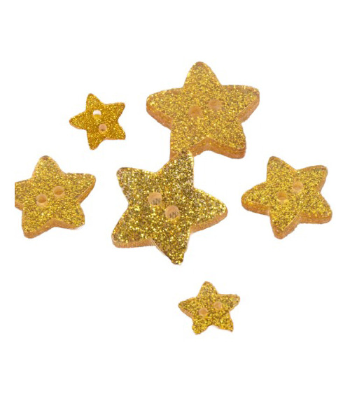 Yellow glitter star button 11cm