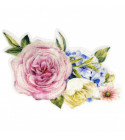 Ecusson thermocollant bouquet de roses avec lilas 5,5 cm x 7,5 cm