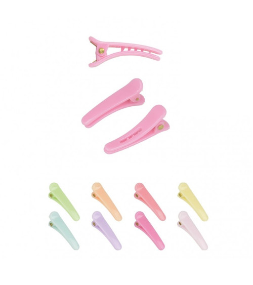 Lot of 10 35mm multi-colored pastel plastic crocodile clips