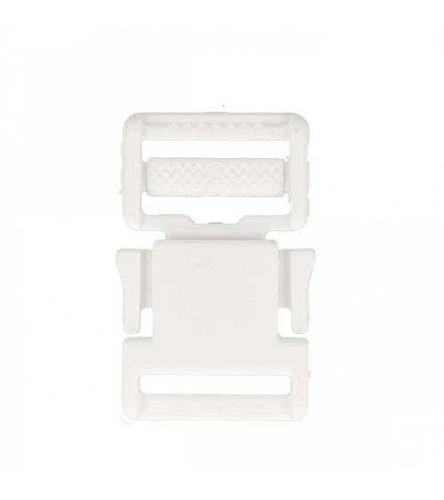 Pack of 10 white plastic buckles 47mm x 25mm