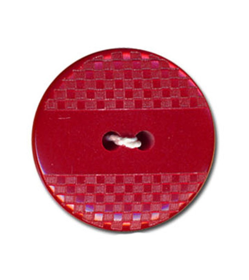 Bouton polyester effet quadrillé et lisse couleur Rouge