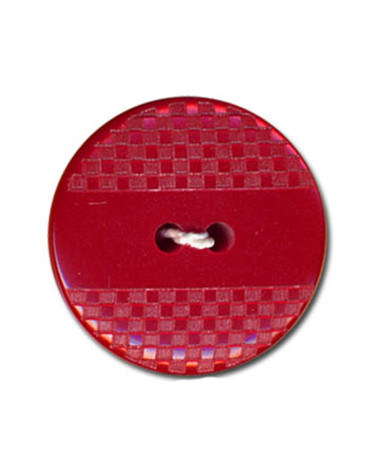 Bouton polyester effet quadrillé et lisse couleur Rouge