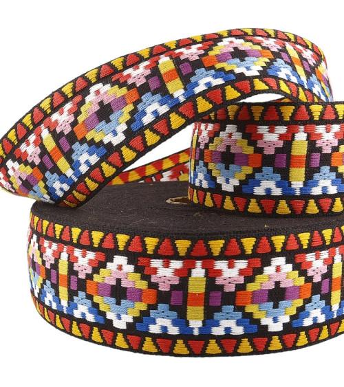 Film 20m geometric jacquard braid 25mm multicolor