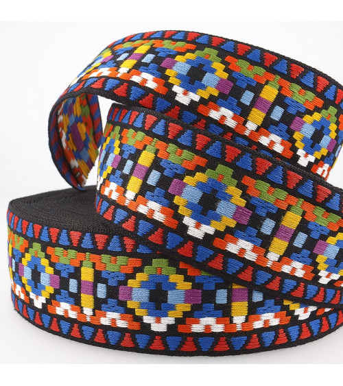 Film 20m geometric jacquard braid 25mm multicolor