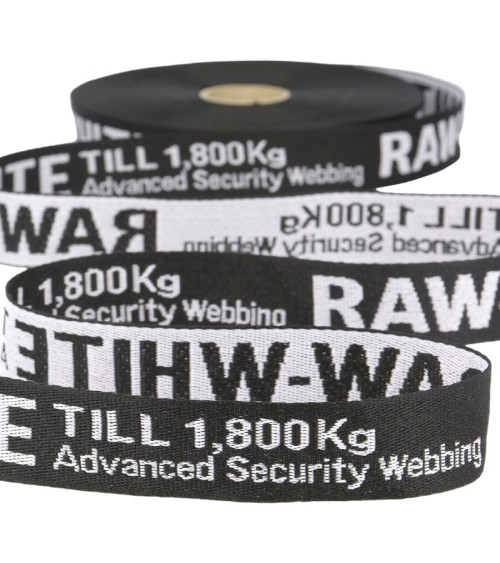 Film 25m twill jacquard RAW WHITE 25mm Black/white