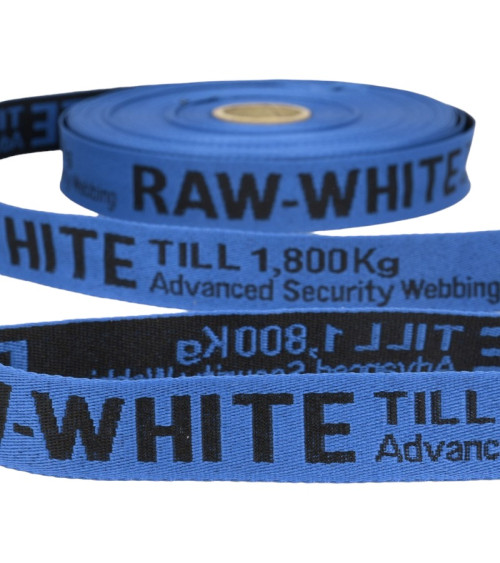 Film 25m twill jacquard RAW WHITE 25mm Blue/black