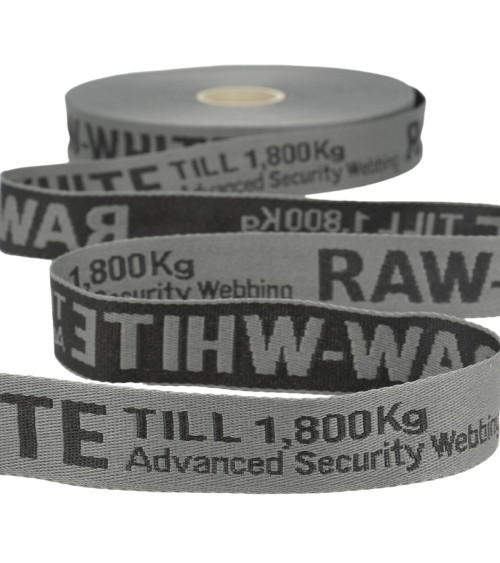 Film 25m twill jacquard RAW WHITE 25mm Grey/black