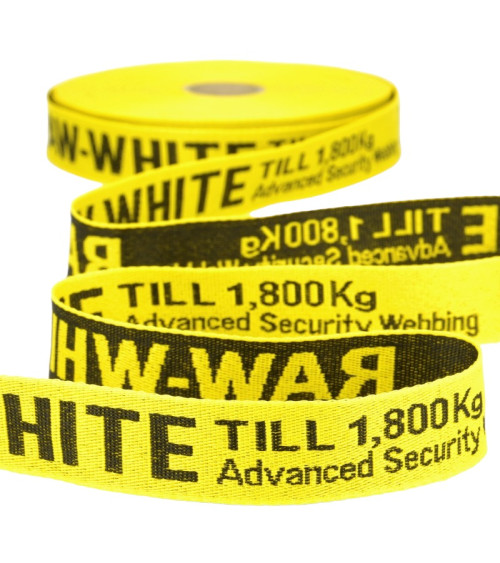 Film 25m twill jacquard RAW WHITE 25mm Yellow/black