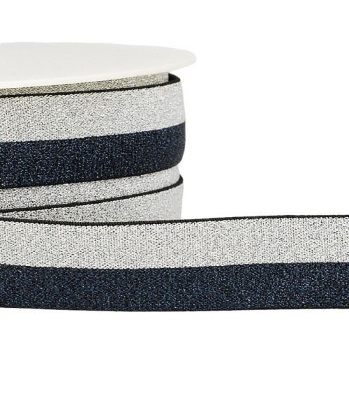 Spool 22m Two-tone metal elastic 10mm Navy/silver