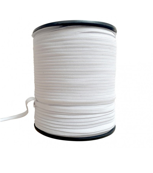 Elastic braid 6 mm white 150 meters Made in France