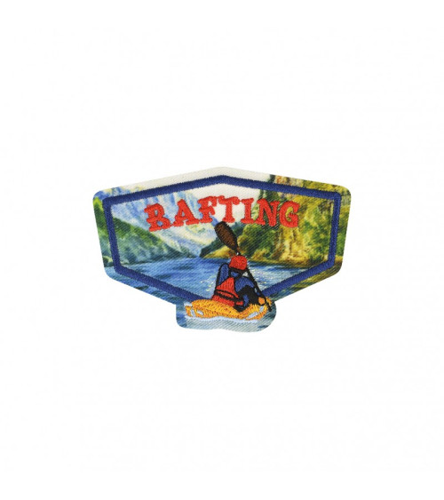 Nature iron-on patch printed rafting 4x8cm