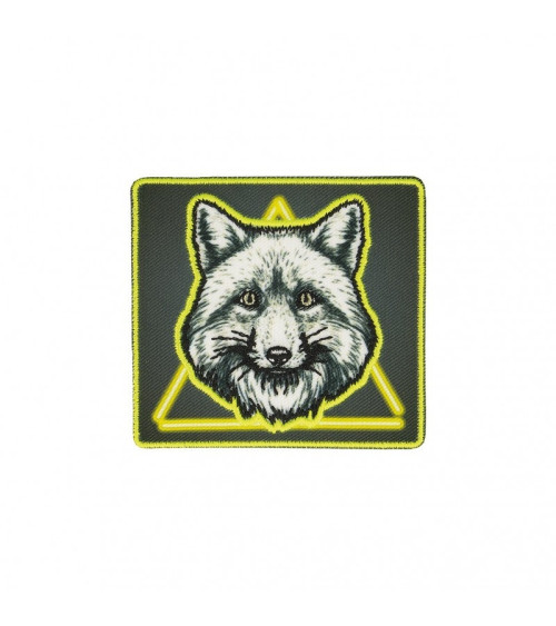 Fluorescent fox iron-on badge 6cm x 5cm