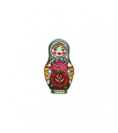 Russian doll iron-on badge 3x5.5cm