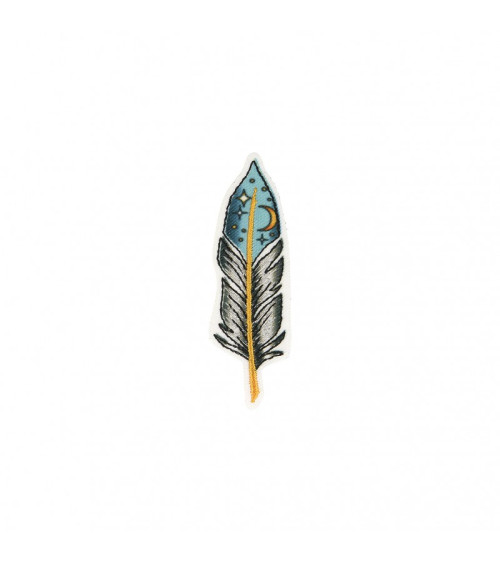 Tatoo feather iron-on badge 6x1.5cm